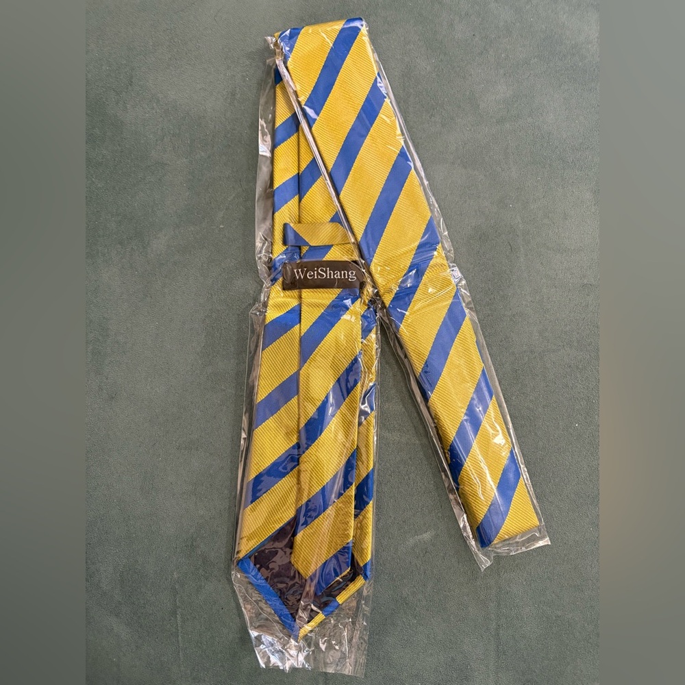 Yellow and Blue Striped Men's Tie